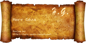 Herr Géza névjegykártya